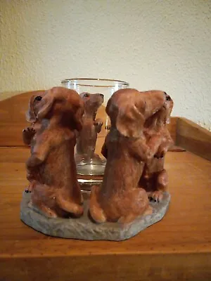 Vintage Dachshund Voltive Candle Holder 6 Wiener Dogs Surrounds Candle Resin • $22
