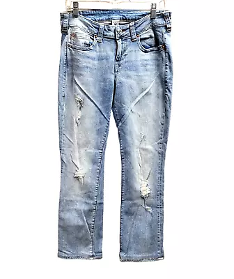 TRUE RELIGION  29  Light Wash BILLIE DISTRESSED Low Rise Straight Women Jeans 29 • $24.49