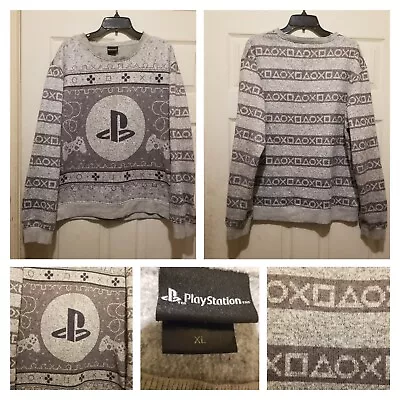 $19.91 • Buy Playstation Sweater Mens Extra Large Gray Gamer PS5 PS4 Ski Winter Sweatshirt XL