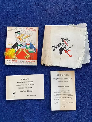 STORK CLUB Vintage BIRTHDAY CARD Menu DINNER New York SHOWGIRL Night Club NAPKIN • $33.33