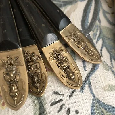 $99 • Buy VINTAGE SOLID BRONZE & WOOD FLATWARE SERVICE FOR 6  Willy Made In Thailand
