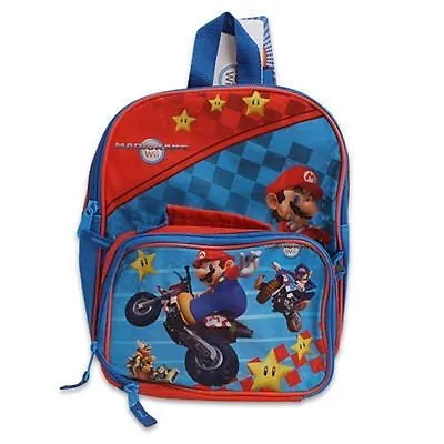 Backpack 11  + Detachable Lunch Bag Snack Tote Mario Kart Wii Motorcycle NWT • $13.95