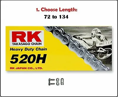 RK 520 HD Standard Non-sealed Motorcycle Drive Chain Natural W/ Clip Master Link • $37