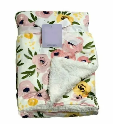 Baby Fleece Blanket Newborn Toddler | 75x100cm | Pram Cot Moses | Pink Roses • £9.99