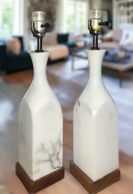 Pair Vintage Mid Century Modern Marble Table Lamps 17” Make Offer!! • $94