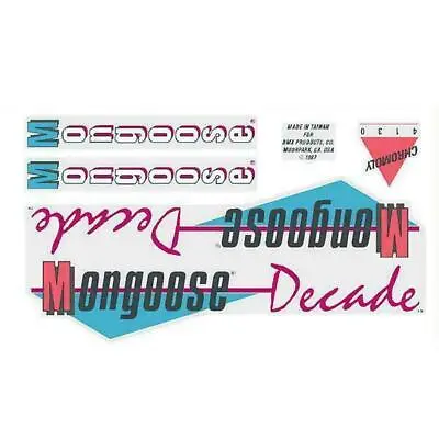 Mongoose - 1987 Decade Decal Set - White Chrome Or Mint Frame - Old School Bmx • $66