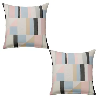 2 X IKEA LYKTBARARE 100% Cotton Cushion Covers Beige/Multi/Patterned 50x50cm • £10.49