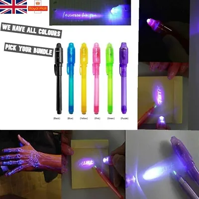 JOBLOT UV LED Light Pens Invisible Ink Secret Message Gadget Party Bags Filler • £7.99