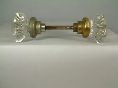Vintage/Antique Brass & Crystal Glass Doorknob Set 8 Point Starburst Design WOW • $15