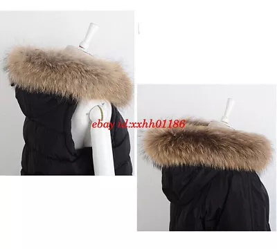 2024 Real Fur Collar Real Raccoon Fur Collar Scarf Shawl Unisex Coat Neck Lot • $17.99