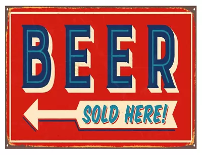 Metal Tin Signs Beer Sold Here (left) Vintage Retro Pub Man Cave Garage Shed • £5.60