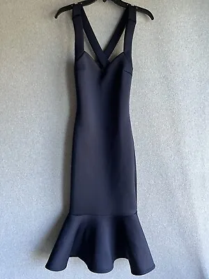 Hot Miami Styles Navy Blue Midi Mermaid Dress Size S Made In USA • $9.20