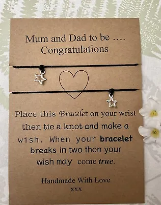 Mum And Dad To Be Wish Bracelets Quote Card/ Charm/Present/gift/ Family Gift/ • £3.99