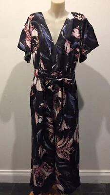 $45.99 • Buy COUNTRY ROAD Tropical Wide Leg Jumpsuit -fit Size 14 - V Neck Party Events-  EUC