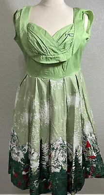 $18 • Buy Zaful Rockabilly XXL Swiss Alps Fit & Flare Dress Green Mountains Sleeveless
