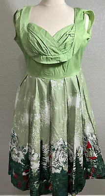 Zaful Rockabilly XXL Swiss Alps Fit & Flare Dress Green Mountains Sleeveless • $18