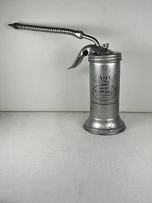 Vintage Eagle No 33F Silver Finger  Pump Oiler 6 Oz Capacity Flex Spout.USA • $14