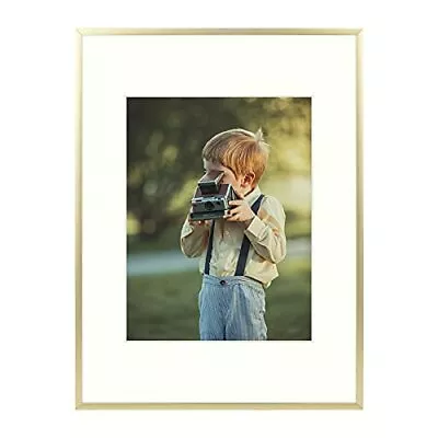 12x16 Metal Picture Frame With Ivory Color Mat For 8.5x11 Photo And Real Glass • $26.96