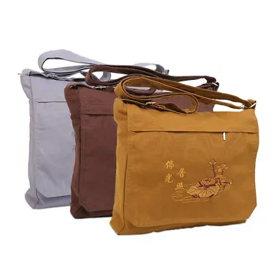 New Zen Buddhist Monk Meditation Crossbody Bags Chinese Cotton Linen Bag • $23.74