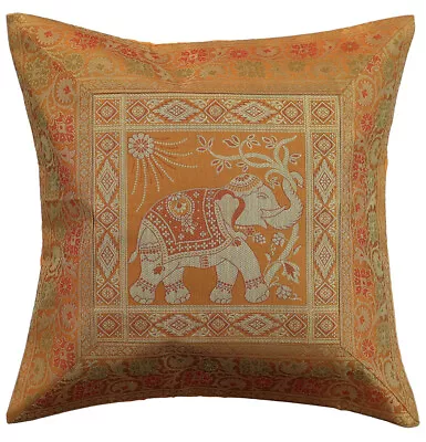 Indian Bohemian Mandala Silk Brocade Ethnic Cushion Covers Elephant 17  Square  • £5.99