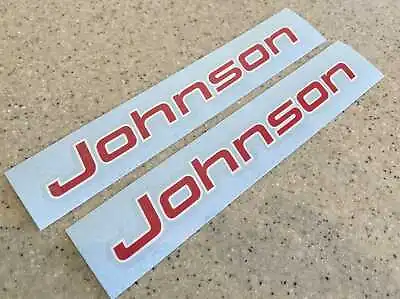 Johnson Vintage Outboard Motor Decals 9-1/2  Red FREE SHIP + FREE Fish Decal! • $12