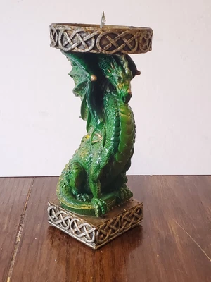 $15 • Buy Vintage 90s Y2k Dragon Kitschy Candleholder Celtic Knot