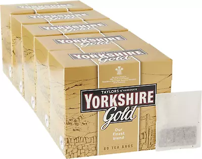 Yorkshire Tea Gold 80 Tea Bags (Pack Of 5 Total 400 Teabags) • £23.68