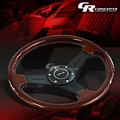 Nrg 330mm Aluminum Matte Black 3 Spokes Classic Wood Brown Grain Steering Wheel • $160