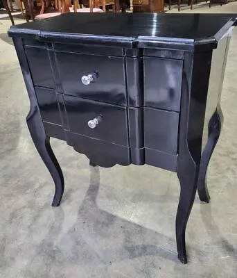 French Louis Style Black Gloss 2 Drawer Side End Cabinet Cabriole Legs • £125