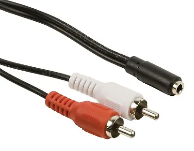 3.5mm Stereo Jack Female To 2 X RCA Male Cable 20cm • £2.67