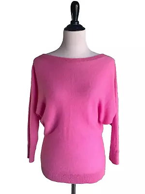 Magaschoni 100% Cashmere Sweater Women's Small Bubble Gum Pink Batwing Sleeves • $25