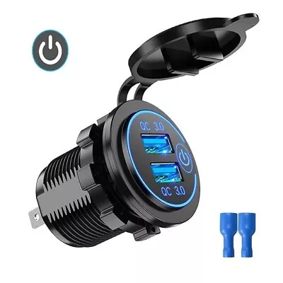 Dual QC 3.0 USB PD Type-C Fast Car Charger Power Outlet Socket Adapter 12V 24V • £17.99