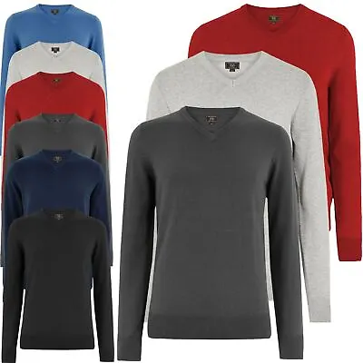 Ex-F&F V Neck Jumper New Mens Soft Knit Cashmere Feel Sweater Pullover Top New • £10.99