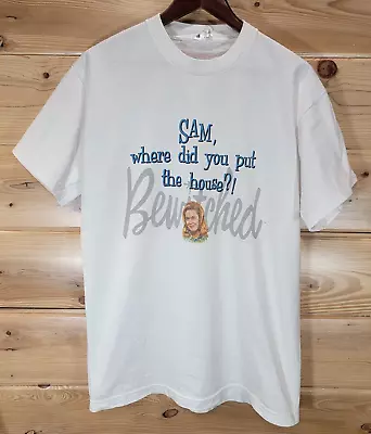 VTG Bewitched Witch T Shirt Men Large TV SHOW SAM Where Did You Go Double Sided • $79.99