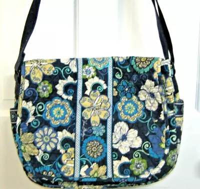 Vera Bradley Mod Floral Blue MESSENGER Crossbody Bag Bookbag 11.5 X 14 X 4 EUC • $27