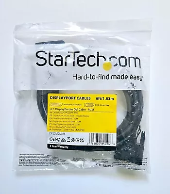 StarTech.com 6 Ft DisplayPort To DVI Cable DP2DVI2MM6 • $5
