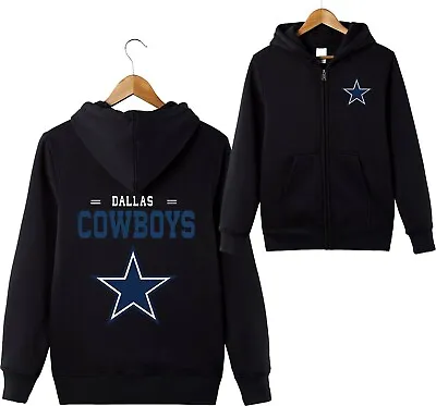 Dallas Cowboys Full Zip Hoodies Sport Sweatshirt Hooded Men's Casual Jacket Coat • $33.24