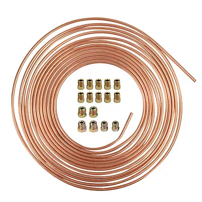 Copper Nickel Car Brake Line Tubing Kit 3/16  25 Ft Coil Rolls With Fittings • $18.99