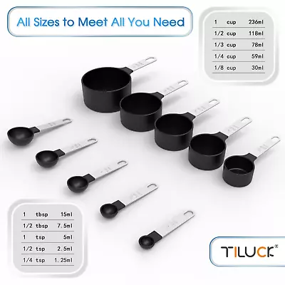 TILUCK Measuring Cups & Spoons Set Stackable Cups And Spoons Nesting Measure ... • $21.99