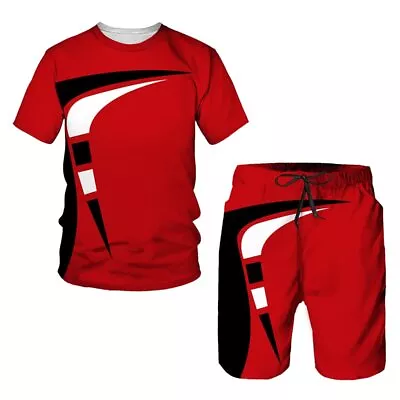 Summer Men's Trend Casual Tracksuits 3D Digital Print T-shirt Shorts Set 2 Piece • $19.99