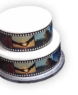 £5.99 • Buy Cinema Movie Film Reel PERSONALISED IMAGES Edible Cake BORDER Decor Icing Sheet