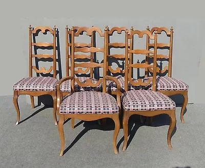 Six Vintage Ethan Allen Style French Country Ladderback Dining Chairs • $791.12