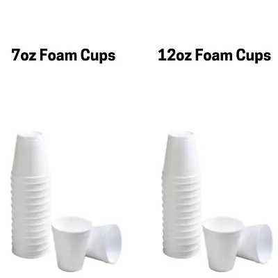 £9.50 • Buy Pack Of 100 Polystyrene Disposable Insulated Foam Cups Tea Coffee Glass - WHITE