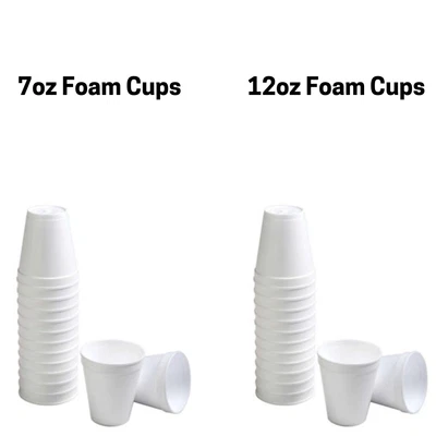 £9.50 • Buy Pack Of 100 Polystyrene Disposable Insulated Foam Cups Tea Coffee Glass - WHITE