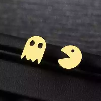 Fashion Jewelry Gold Or Silver Pac Man Stud Earrings 1-283 • $11.20