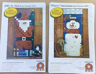 $14.50 • Buy 2 Door Greeters Lot Jolly St. Nick & Flurry Patterns Lone Star Quilts Christmas