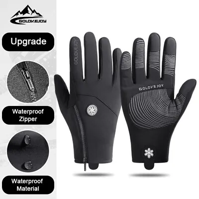 Mens Winter Warm Windproof Waterproof Fleece Lined Thermal Touch Screen Gloves • £10.58