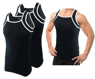 Different Touch 2 Pack Men G-Unit Square Cut Ribbed Tank Tops With Trim. • $19.99