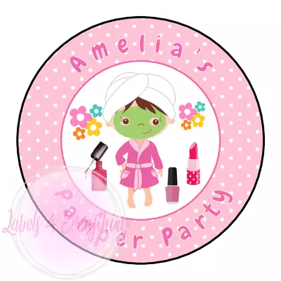 Personalised Pamper Party Birthday Stickers Party Thank You Sweet Cone Bags • £2.25