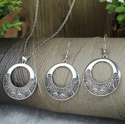 Necklace & Earrings Boho Style Jewellery Set Woman’s Necklace 3pc Set 60cm • £5.98